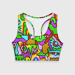 Топик спортивный женский Абстрактный цветной паттерн, цвет: 3D-принт