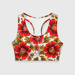 Женский спортивный топ Русская традиционная живопись