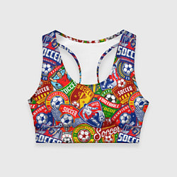 Топик спортивный женский Футбольные лиги паттерн, цвет: 3D-принт