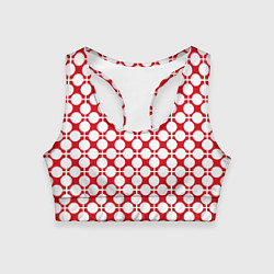 Женский спортивный топ Красно белый узор в клетку и горох
