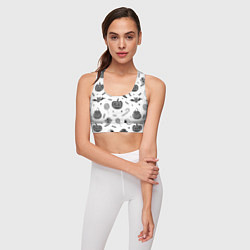Топик спортивный женский Halloween grey and white, цвет: 3D-принт — фото 2