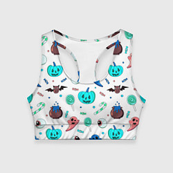 Топик спортивный женский Halloween light blue pumpkin, цвет: 3D-принт