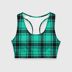Топик спортивный женский Checkered turquoise, цвет: 3D-принт