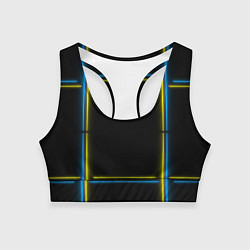 Топик спортивный женский Neon yellow blue, цвет: 3D-принт