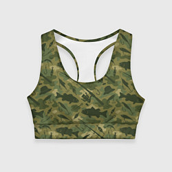 Женский спортивный топ Камуфляж рыболовный