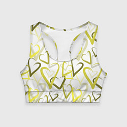 Топик спортивный женский Зеленые сердца, цвет: 3D-принт