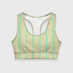 Топик спортивный женский Color beige cage blue stripes, цвет: 3D-принт