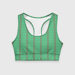 Топик спортивный женский Color green cage brown stripes, цвет: 3D-принт