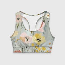 Топик спортивный женский Цветы и цветочки, цвет: 3D-принт