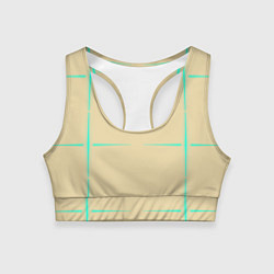 Топик спортивный женский Color beige green stripes, цвет: 3D-принт