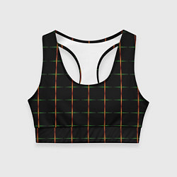 Топик спортивный женский Color black orange green crosses, цвет: 3D-принт