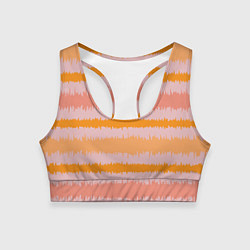 Топик спортивный женский Полосы зигзагообразные оранжево-розовые, цвет: 3D-принт