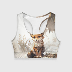 Топик спортивный женский Юный лисёнок, цвет: 3D-принт