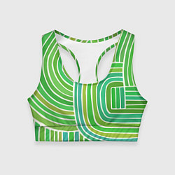 Топик спортивный женский Абстрактный узор зеленый, цвет: 3D-принт