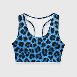Топик спортивный женский Леопардовый голубой, цвет: 3D-принт