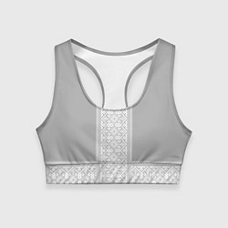 Топик спортивный женский Славянский узор на сером - вышиванка рубаха, цвет: 3D-принт