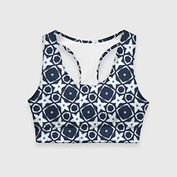 Топик спортивный женский Звезды и ромбы на синем, цвет: 3D-принт