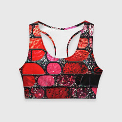 Топик спортивный женский Рубиновый красный витражные плитки, цвет: 3D-принт