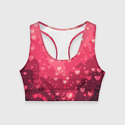 Топик спортивный женский Розовый с сердечками паттерн, цвет: 3D-принт