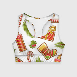 Топик спортивный женский Рождественский вайб, цвет: 3D-принт