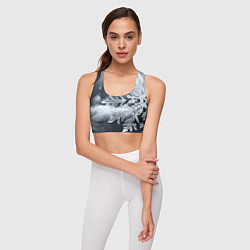 Топик спортивный женский Снежинка на черно белое, цвет: 3D-принт — фото 2