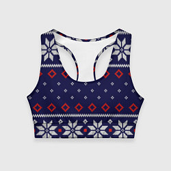 Топик спортивный женский Вязаный новогодний узор, цвет: 3D-принт