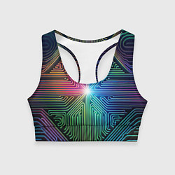 Топик спортивный женский Линейная графика, цвет: 3D-принт