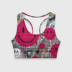 Топик спортивный женский Розовые смайлы граффити, цвет: 3D-принт