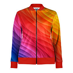 Олимпийка женская Разноцветные цифровые волны, цвет: 3D-красный
