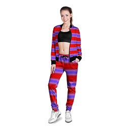 Олимпийка женская Striped pattern мягкие размытые полосы красные фио, цвет: 3D-черный — фото 2