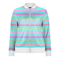 Женская олимпийка Pink turquoise stripes horizontal Полосатый узор