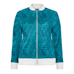 Женская олимпийка Синие листья монстеры на голубом