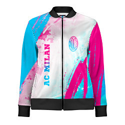 Олимпийка женская AC Milan neon gradient style: символ и надпись вер, цвет: 3D-черный