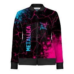 Олимпийка женская Metallica - neon gradient: символ и надпись вертик, цвет: 3D-черный