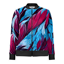 Олимпийка женская Яркие экзотические перья, цвет: 3D-черный