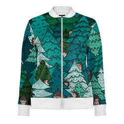 Олимпийка женская Ежи в еловом лесу, цвет: 3D-белый