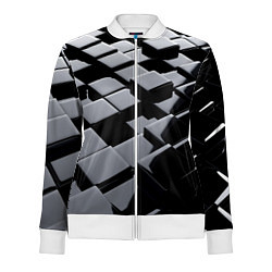 Олимпийка женская Карбоновые грани черные, цвет: 3D-белый