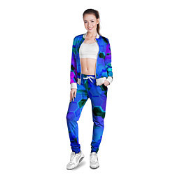 Олимпийка женская Неоновые соты - модный паттерн, цвет: 3D-белый — фото 2