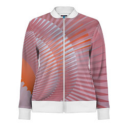 Олимпийка женская Абстрактные розовые волнообразные линии, цвет: 3D-белый