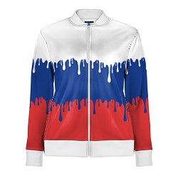 Олимпийка женская Флаг России - потёки, цвет: 3D-белый