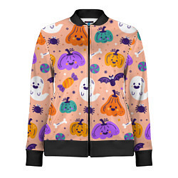 Олимпийка женская Halloween - pumpkins and ghosts, цвет: 3D-черный