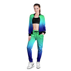 Олимпийка женская Градиент зелёно-синий, цвет: 3D-черный — фото 2