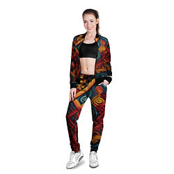 Олимпийка женская Абстрактный узор в этническом стиле, цвет: 3D-черный — фото 2