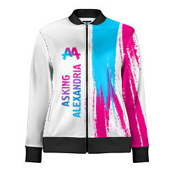 Олимпийка женская Asking Alexandria neon gradient style по-вертикали, цвет: 3D-черный