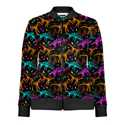 Олимпийка женская Скелеты динозавров неон, цвет: 3D-черный