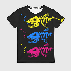 Женская футболка Рыбы скелеты
