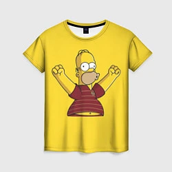 Женская футболка Гомер-болельщик