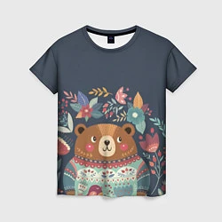 Женская футболка Осенний медведь