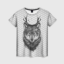 Женская футболка Рогатый волк