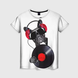 Футболка женская DJ бульдог, цвет: 3D-принт